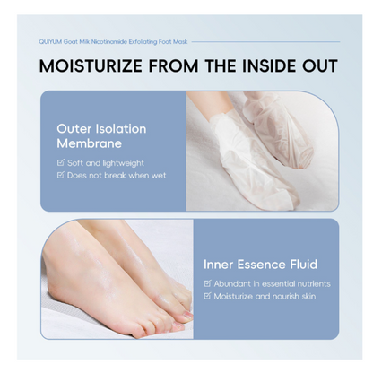 Quiyum Goat Milk Nicotinamide Exfoliating Foot Mask, For Dry & Rough Skin, 35g, QY97677B