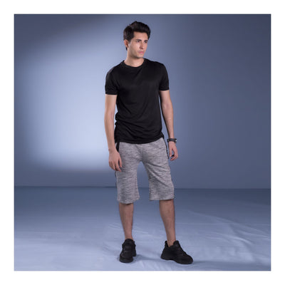 Basix Men's 3 Quarter Zipper Charcoal Salt n Pepper  M3Q-1003