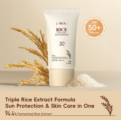 Laikou Rice Ultra-Light Sunscreen, Fermented Rice Extract, SPF50 PA+++ For Various Skin Types, 50g, LK81850A