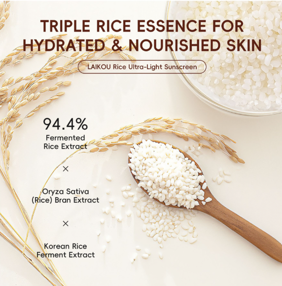 Laikou Rice Ultra-Light Sunscreen, Fermented Rice Extract, SPF50 PA+++ For Various Skin Types, 50g, LK81850A