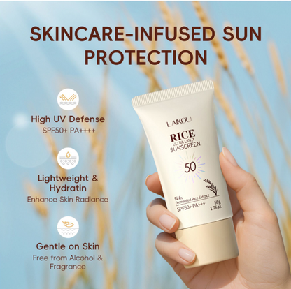 Laikou Rice Ultra-Light Sunscreen, Fermented Rice Extract, SPF50 PA+++ For Various Skin Types, 50g, LK81850A