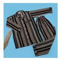 Basix Women's Stripes Loungewear 2 Pieces Set, Black Grey &amp; White, LW-676