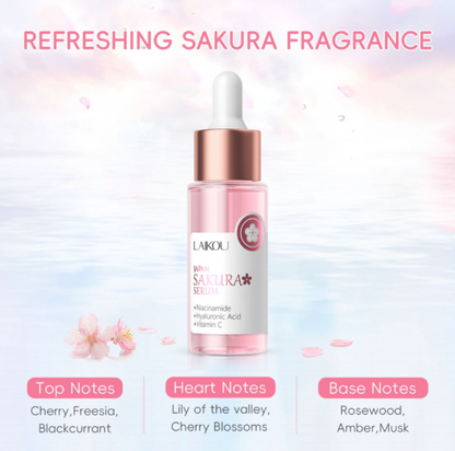 Laikou Japan Sakura Serum, Niacinamide + Hyaluronic Acid + Vitamin C, For Sensitive Skin, 30ml, LK91095D