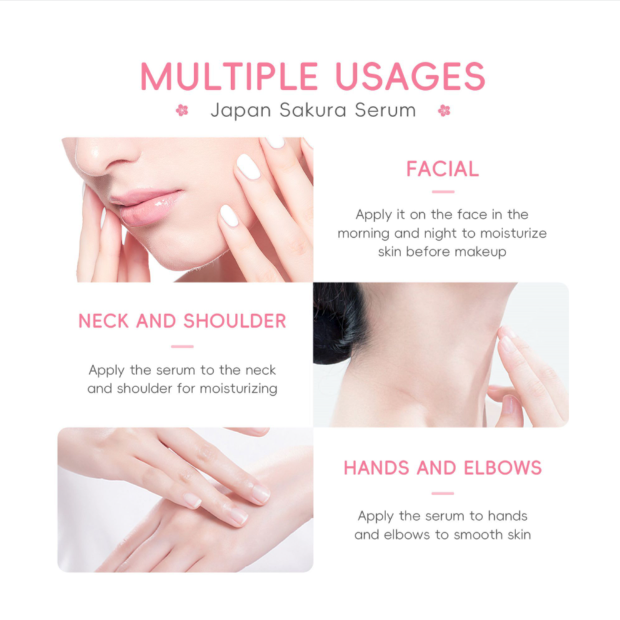 Laikou Japan Sakura Serum, Niacinamide + Hyaluronic Acid + Vitamin C, For Sensitive Skin, 30ml, LK91095D