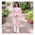 Basix Lawn Pink n Purple Flora Fancy Net Laces Shirt, LS-505
