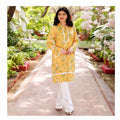 Basix Digital Printed Fancy Lawn Yellow Shirt With Lace, LS-507