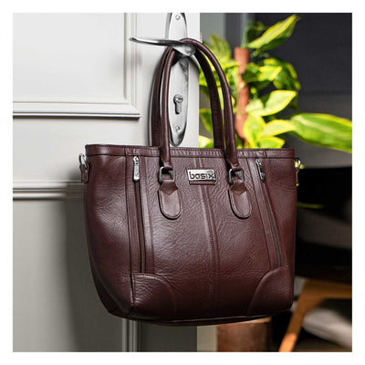 Basix Ladies Hand Bag  Brown
